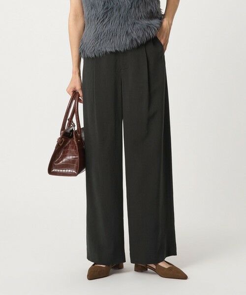 green label relaxing/グリーンレーベル リラクシング ［size SHORT/TALLあり］パウダリー ワイド パンツ BLACK XS(34)