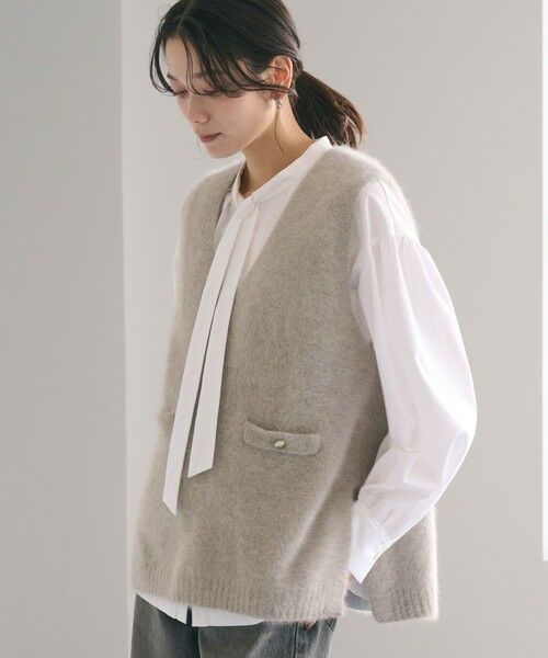 green label relaxing/グリーンレーベル リラクシング ヘアリー ニット ベスト BEIGE FREE green label relaxing/グリーンレーベル リラクシング ヘアリー ニット ベスト BEIGE FREE