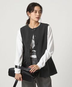 green label relaxing / グリーンレーベル リラクシング ベスト | パウダリー ノーカラー ジレ