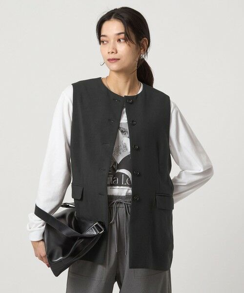 green label relaxing / グリーンレーベル リラクシング ベスト | パウダリー ノーカラー ジレ | 詳細1