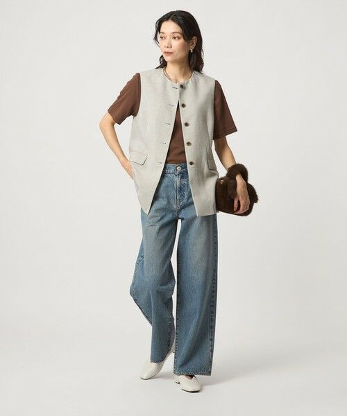 green label relaxing / グリーンレーベル リラクシング ベスト | パウダリー ノーカラー ジレ | 詳細11