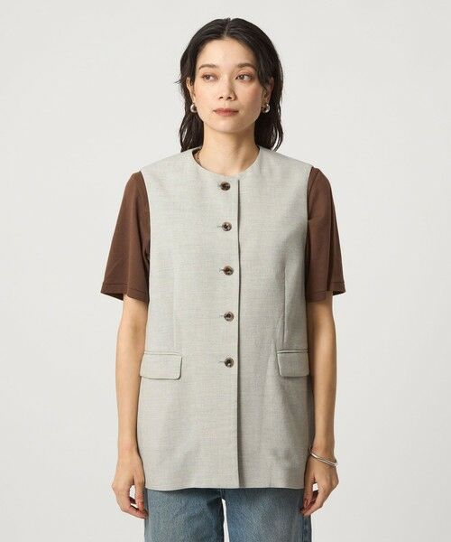 green label relaxing / グリーンレーベル リラクシング ベスト | パウダリー ノーカラー ジレ | 詳細13