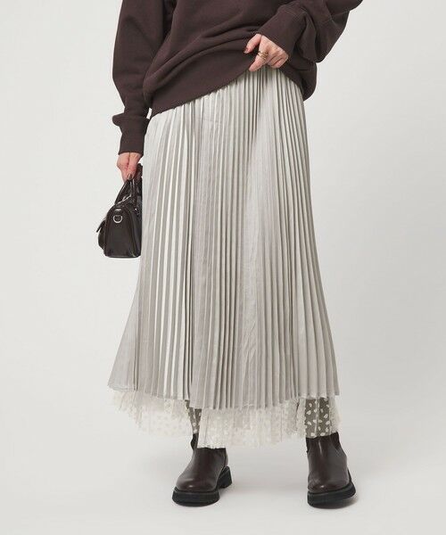 green label relaxing / グリーンレーベル リラクシング ロング・マキシ丈スカート | ［size SHORT/TALLあり］2WAY チュール プリント プリーツ スカート | 詳細4