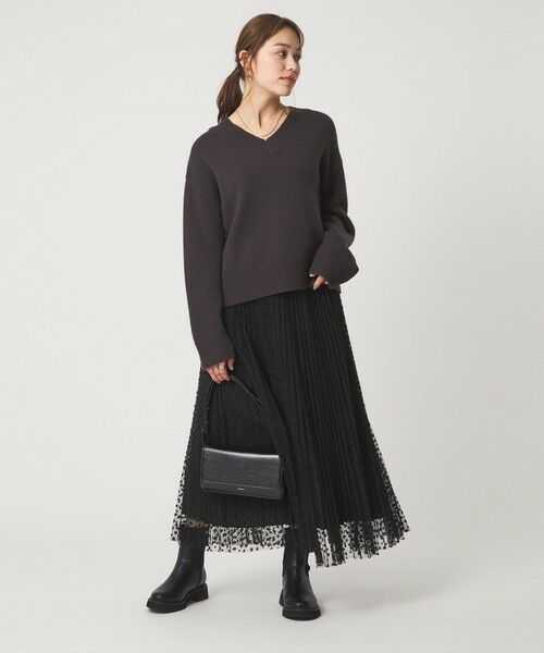 green label relaxing / グリーンレーベル リラクシング ロング・マキシ丈スカート | ［size SHORT/TALLあり］2WAY チュール プリント プリーツ スカート | 詳細14