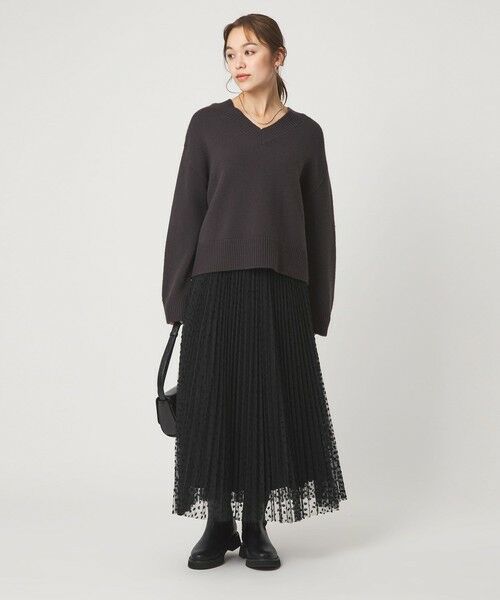 green label relaxing / グリーンレーベル リラクシング ロング・マキシ丈スカート | ［size SHORT/TALLあり］2WAY チュール プリント プリーツ スカート | 詳細15