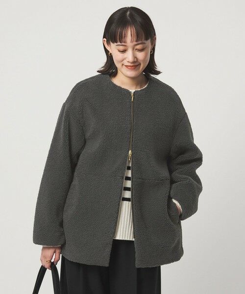 green label relaxing / グリーンレーベル リラクシング ブルゾン | ［size SHORTあり］ボア ノーカラー ブルゾン | 詳細1