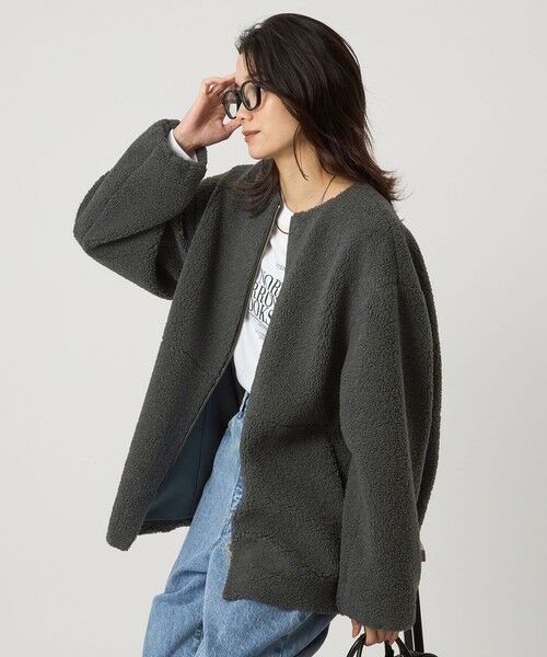 green label relaxing / グリーンレーベル リラクシング ブルゾン | ［size SHORTあり］ボア ノーカラー ブルゾン | 詳細9
