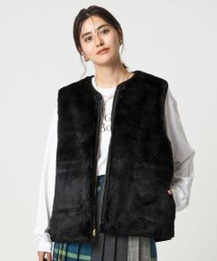 green label relaxing / グリーンレーベル リラクシング ベスト | 【別注】＜Barbour＞コーデュロイ×フェイクファー リバーシブル ベスト