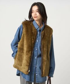 green label relaxing / グリーンレーベル リラクシング ベスト | 【別注】＜Barbour＞コーデュロイ×フェイクファー リバーシブル ベスト