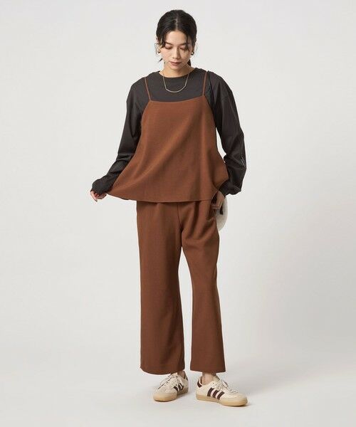 green label relaxing/グリーンレーベル リラクシング ［size SHORT/TALLあり］レイヤード オールインワン マシンウォッシャブル 吸水速乾 MD. BROWN XS-S(SHORT-36)