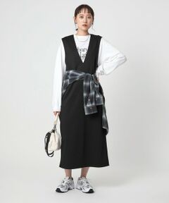 green label relaxing / グリーンレーベル リラクシング ロング・マキシ丈ワンピース | ディープ Vネック ジャンパースカート