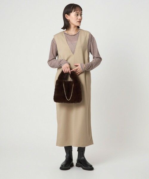 green label relaxing / グリーンレーベル リラクシング ロング・マキシ丈ワンピース | ディープ Vネック ジャンパースカート | 詳細19