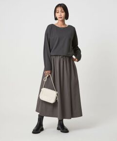 green label relaxing / グリーンレーベル リラクシング ロング・マキシ丈ワンピース | カット コンビ タフタ フレア ワンピース