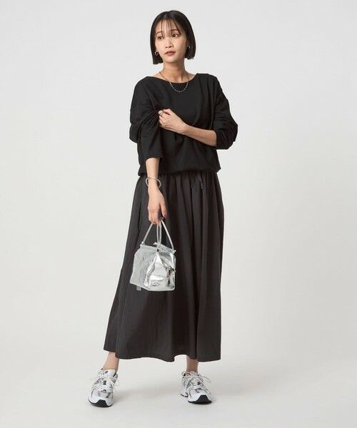 green label relaxing / グリーンレーベル リラクシング ロング・マキシ丈ワンピース | カット コンビ タフタ フレア ワンピース | 詳細1
