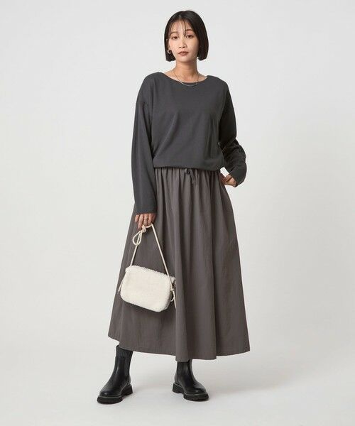 green label relaxing/グリーンレーベル リラクシング カット コンビ タフタ フレア ワンピース DK. GRAY FREE green label relaxing/グリーンレーベル リラクシング カット コンビ タフタ フレア ワンピース DK. GRAY FREE