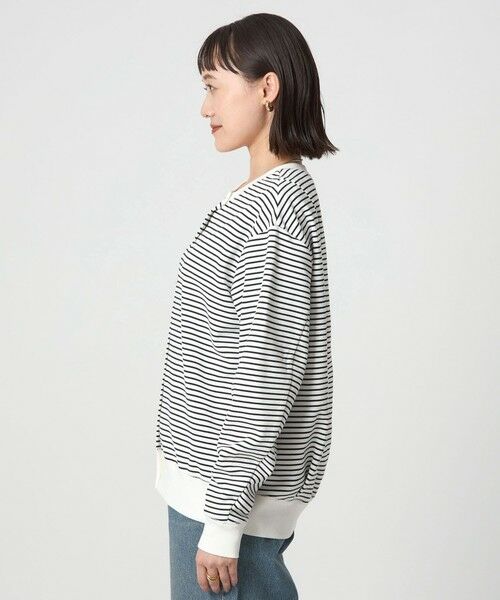 green label relaxing / グリーンレーベル リラクシング カーディガン・ボレロ | メタル調 ドットボタン カーディガン  ボーダー | 詳細5