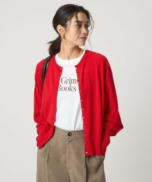 green label relaxing / グリーンレーベル リラクシング カーディガン・ボレロ | エブリニット 2WAY カーディガン ウォッシャブル(RED)