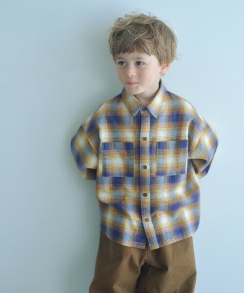 green label relaxing/グリーンレーベル リラクシング オンブレチェック シャツ / キッズ 100cm-160cm YELLOW 100cm green label relaxing/グリーンレーベル リラクシング オンブレチェック シャツ / キッズ 100cm-160cm YELLOW 100cm