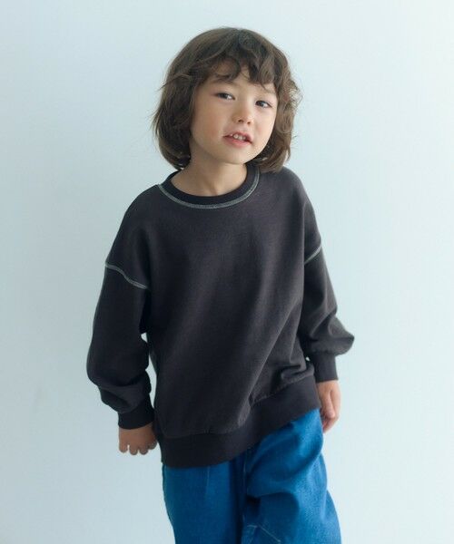 green label relaxing / グリーンレーベル リラクシング カットソー | 裏毛 配色ステッチ プルオーバー / キッズ  100cm-160cm | 詳細2