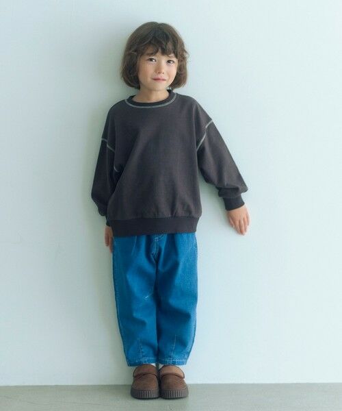 green label relaxing / グリーンレーベル リラクシング カットソー | 裏毛 配色ステッチ プルオーバー / キッズ  100cm-160cm | 詳細3