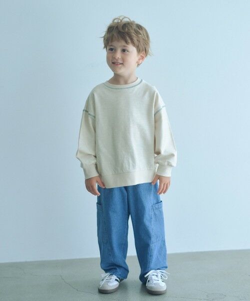 green label relaxing / グリーンレーベル リラクシング カットソー | 裏毛 配色ステッチ プルオーバー / キッズ  100cm-160cm | 詳細8