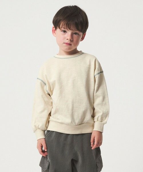 green label relaxing / グリーンレーベル リラクシング カットソー | 裏毛 配色ステッチ プルオーバー / キッズ  100cm-160cm | 詳細10