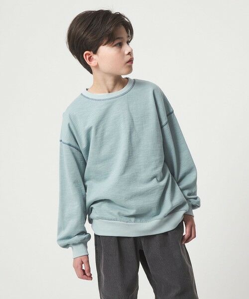 green label relaxing / グリーンレーベル リラクシング カットソー | 裏毛 配色ステッチ プルオーバー / キッズ  100cm-160cm | 詳細20