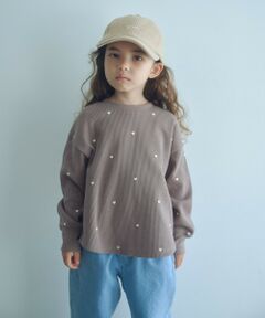 green label relaxing / グリーンレーベル リラクシング カットソー | ハート総柄 ワッフル ロングスリーブTシャツ / キッズ  100cmー160cm