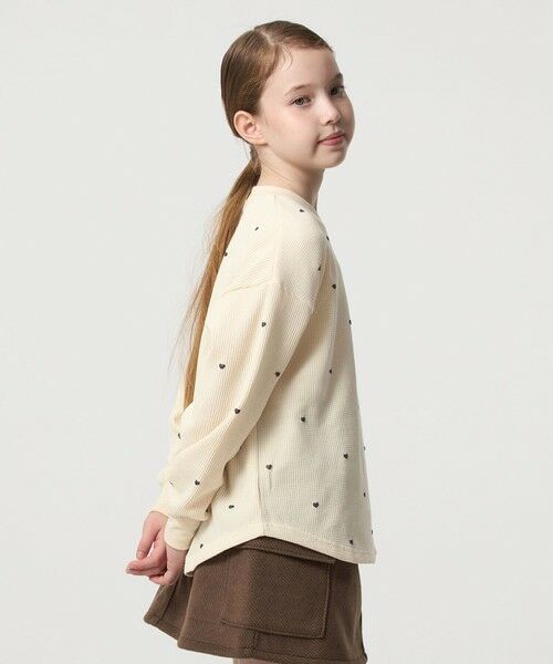 green label relaxing / グリーンレーベル リラクシング カットソー | ハート総柄 ワッフル ロングスリーブTシャツ / キッズ  100cmー160cm | 詳細1