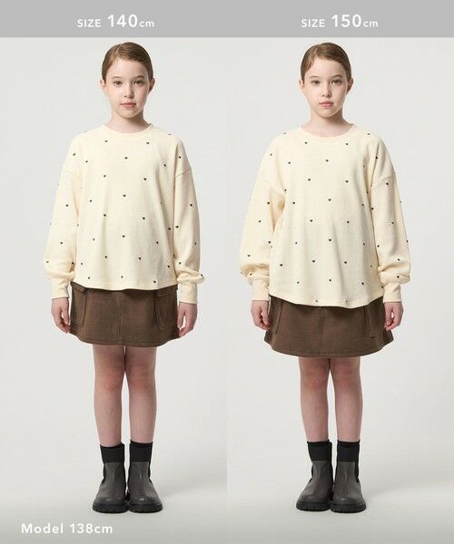 green label relaxing / グリーンレーベル リラクシング カットソー | ハート総柄 ワッフル ロングスリーブTシャツ / キッズ  100cmー160cm | 詳細3