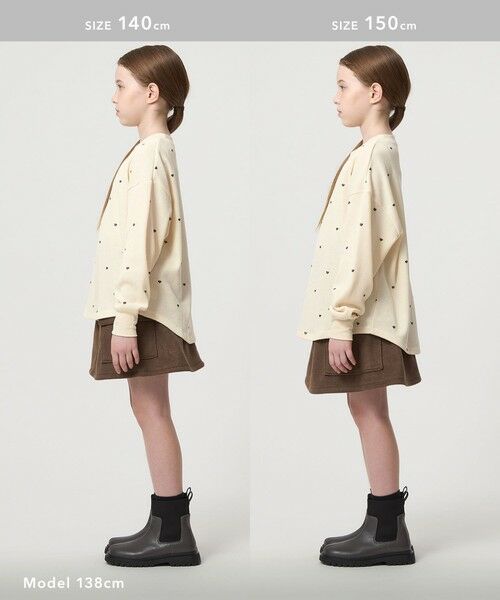 green label relaxing / グリーンレーベル リラクシング カットソー | ハート総柄 ワッフル ロングスリーブTシャツ / キッズ  100cmー160cm | 詳細4