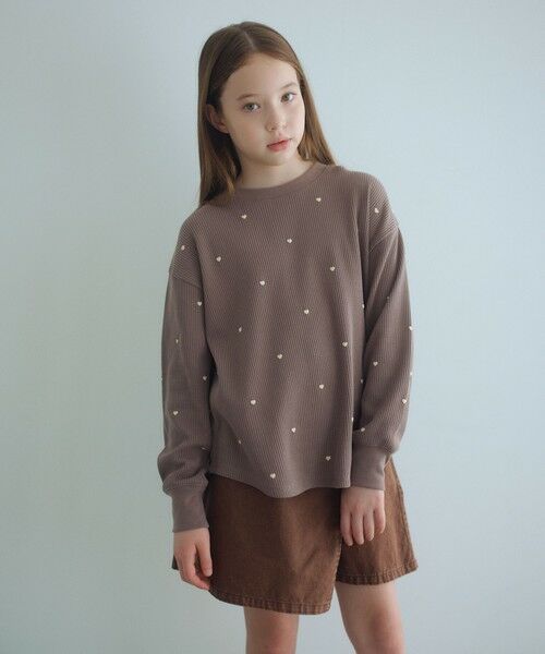 green label relaxing / グリーンレーベル リラクシング カットソー | ハート総柄 ワッフル ロングスリーブTシャツ / キッズ  100cmー160cm | 詳細9