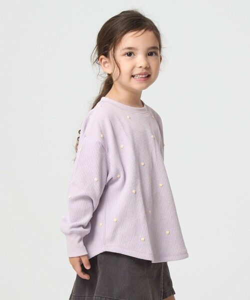 green label relaxing / グリーンレーベル リラクシング カットソー | ハート総柄 ワッフル ロングスリーブTシャツ / キッズ  100cmー160cm | 詳細15