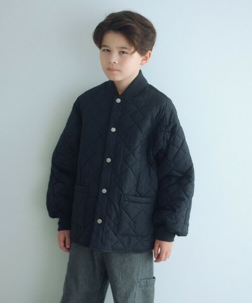 green label relaxing/グリーンレーベル リラクシング 【スタメンシリーズ】ダイヤキルト ブルゾン/ キッズ 100cm-160cm BLACK 100cm green label relaxing/グリーンレーベル リラクシング 【スタメンシリーズ】ダイヤキルト ブルゾン/ キッズ 100cm-160cm BLACK 100cm