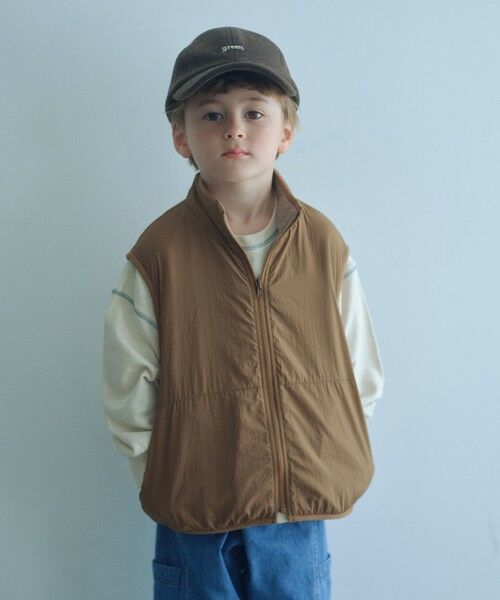 green label relaxing/グリーンレーベル リラクシング 【スタメンシリーズ】フリース リバーベスト / キッズ 撥水 100cm-160cm MD. BROWN 140cm
