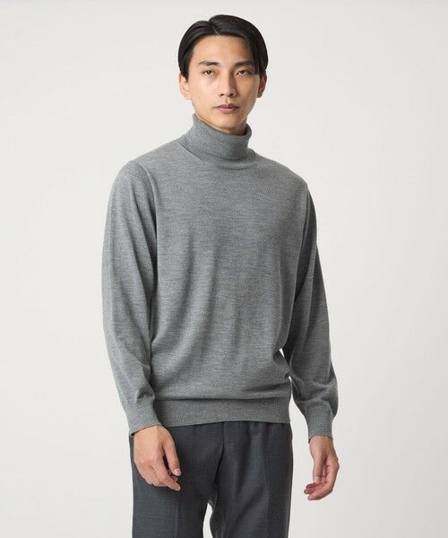 green label relaxing/グリーンレーベル リラクシング Super 120's ハイゲージ タートルネック ニット MD. GRAY S green label relaxing/グリーンレーベル リラクシング Super 120's ハイゲージ タートルネック ニット MD. GRAY S