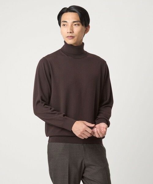 green label relaxing/グリーンレーベル リラクシング Super 120's ハイゲージ タートルネック ニット DK. BROWN M green label relaxing/グリーンレーベル リラクシング Super 120's ハイゲージ タートルネック ニット DK. BROWN M