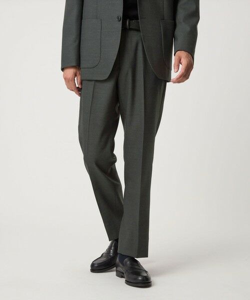 green label relaxing/グリーンレーベル リラクシング A+ TWPU ホームスパン スタンダード イージー スラックス -ウォッシャブル・ストレッチ- DK. GREEN S