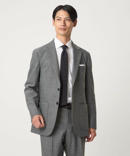 green label relaxing/グリーンレーベル リラクシング A+ TWPU ホームスパン 2B スタンダード ジャケット -ウォッシャブル・ストレッチ- MD. GRAY L