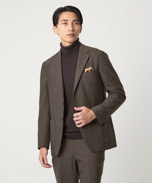 green label relaxing/グリーンレーベル リラクシング A+ TWPU ホームスパン 2B スタンダード ジャケット -ウォッシャブル・ストレッチ- MD. BROWN XL