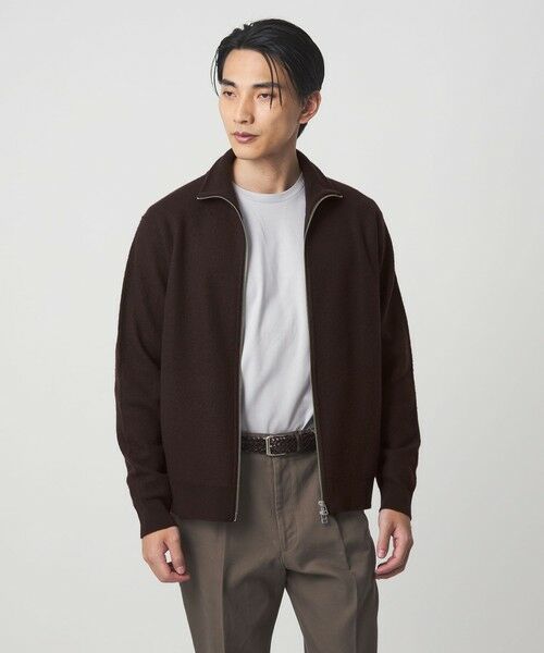 green label relaxing/グリーンレーベル リラクシング ミルドウール ジップ カーディガン DK. BROWN S green label relaxing/グリーンレーベル リラクシング ミルドウール ジップ カーディガン DK. BROWN S