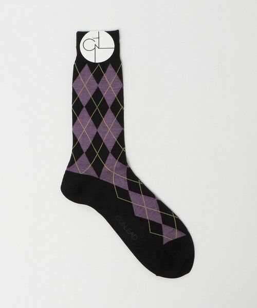 green label relaxing/グリーンレーベル リラクシング ＜CONLEAD＞アーガイル ソックス BLACK FREE