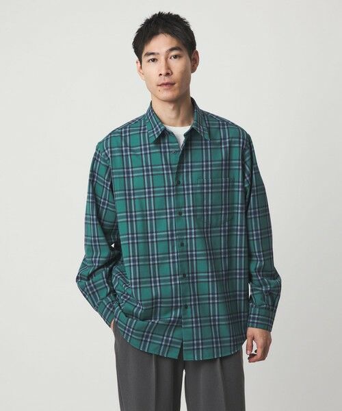 green label relaxing / グリーンレーベル リラクシング シャツ・ブラウス | TRフラノ パターン ジャストルーズ レギュラーカラー シャツ | 詳細10