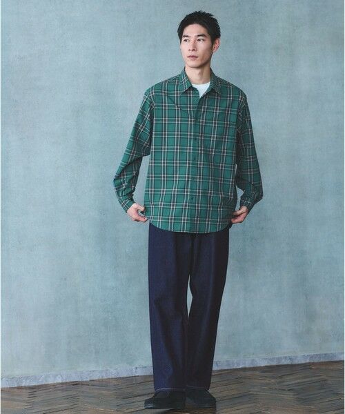 green label relaxing / グリーンレーベル リラクシング シャツ・ブラウス | TRフラノ パターン ジャストルーズ レギュラーカラー シャツ | 詳細8