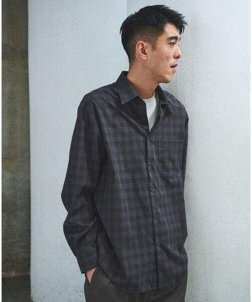 green label relaxing / グリーンレーベル リラクシング シャツ・ブラウス | TRフラノ パターン ジャストルーズ レギュラーカラー シャツ | 詳細17