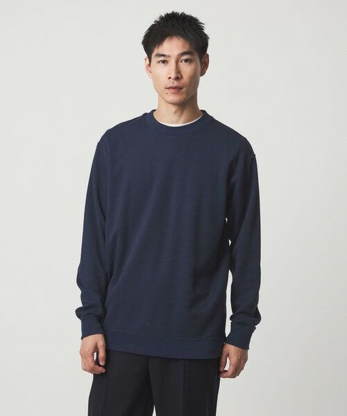 green label relaxing/グリーンレーベル リラクシング ミラノ リブ ダブルフェイス クルーネック カットソー NAVY M