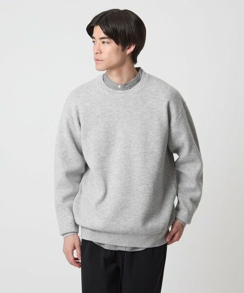 green label relaxing/グリーンレーベル リラクシング ダブルフェイス クルーネック ニット MD. GRAY XL green label relaxing/グリーンレーベル リラクシング ダブルフェイス クルーネック ニット MD. GRAY XL