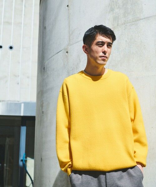 green label relaxing/グリーンレーベル リラクシング ダブルフェイス クルーネック ニット YELLOW M green label relaxing/グリーンレーベル リラクシング ダブルフェイス クルーネック ニット YELLOW M