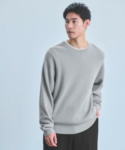 green label relaxing/グリーンレーベル リラクシング コットン アゼ クルーネック ニット MD. GRAY XL green label relaxing/グリーンレーベル リラクシング コットン アゼ クルーネック ニット MD. GRAY XL