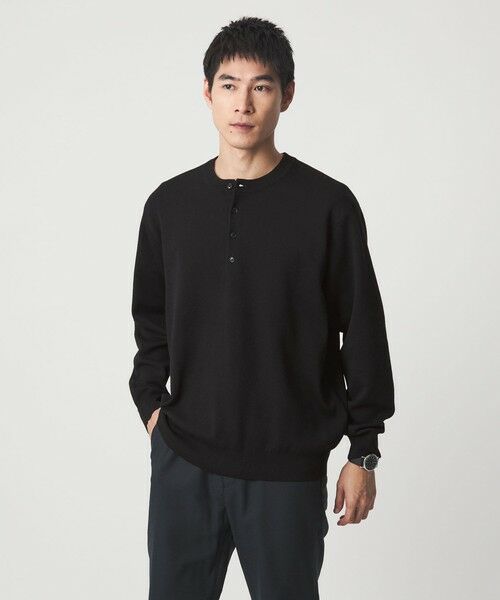 green label relaxing/グリーンレーベル リラクシング ダブルフェイス ヘンリーネック ニット BLACK XL green label relaxing/グリーンレーベル リラクシング ダブルフェイス ヘンリーネック ニット BLACK XL